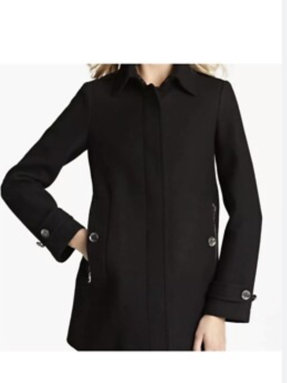 Burberry Black Single-Breasted Wool Pea Coat